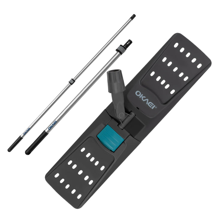 OKAEI Mop Set: Klapphalter mit Aluminium-Teleskopstiel – Verstellbar von 80 bis 145 cm – Robuster Mo