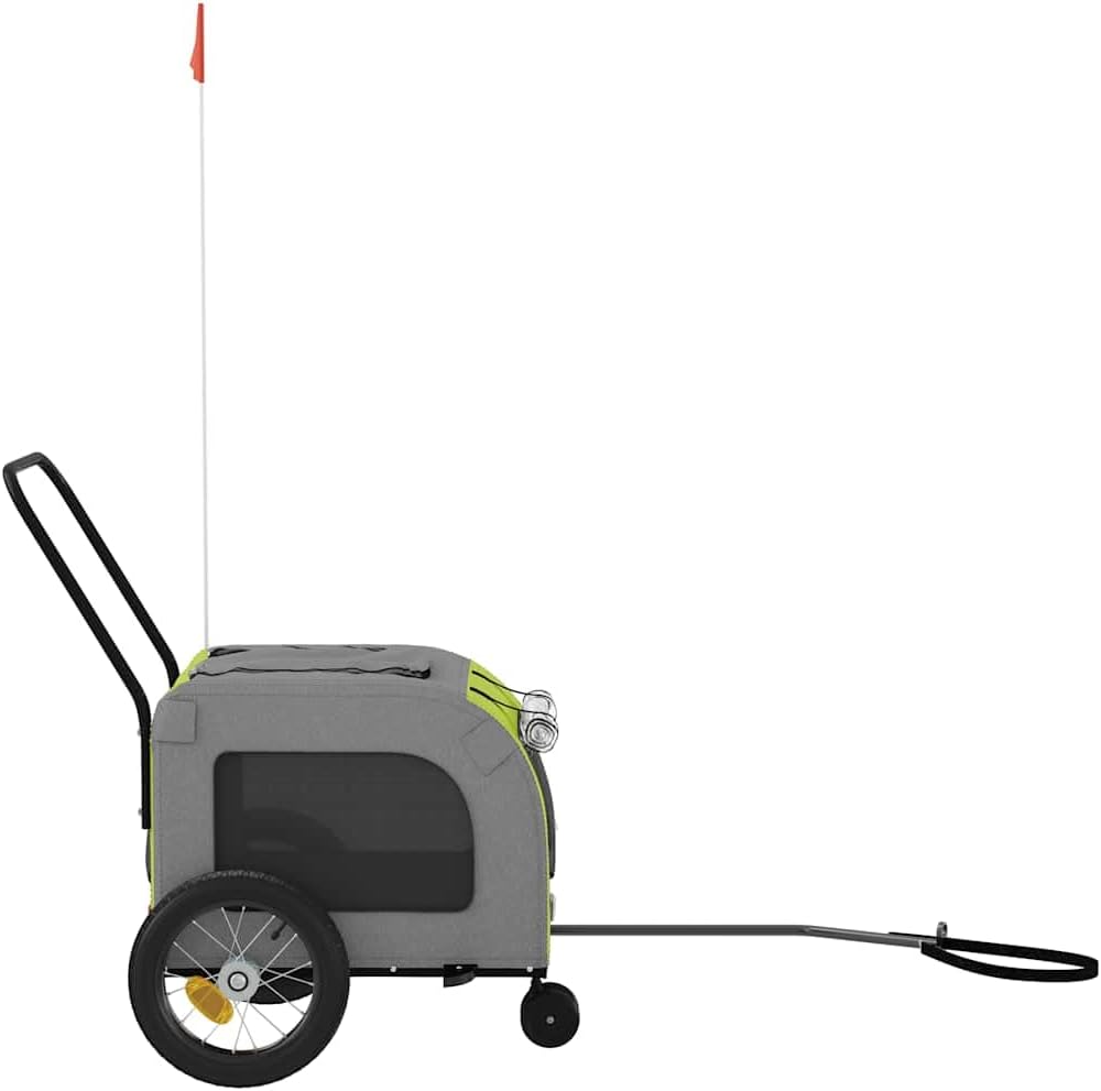 Fahrradanhänger für Haustiere Grün und Grau 125 x 53 x 54 cm aus Oxford Stoff und Eisen, 7,1 kg, 30