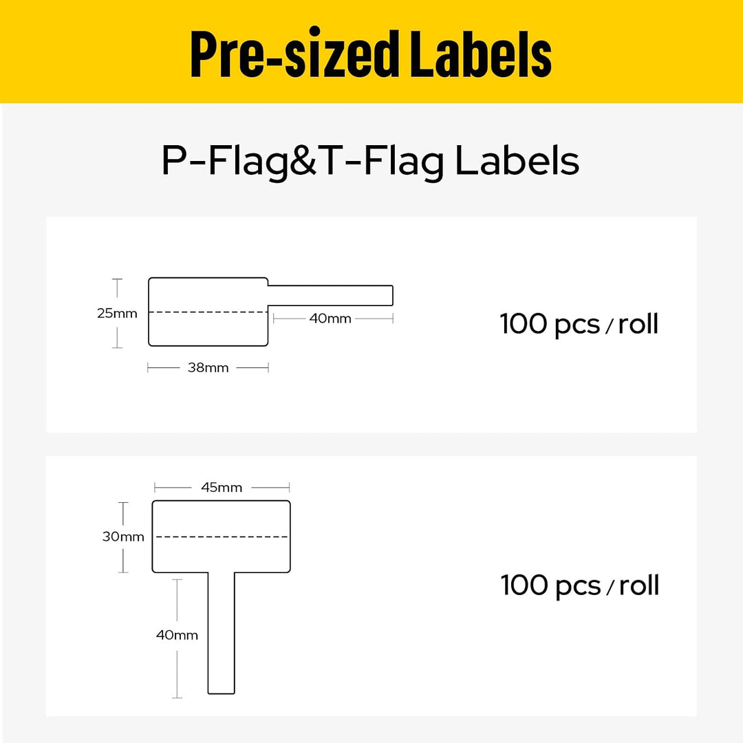 MakeID EP53 Flaggenetiketten, vorformatiertes P-Flag-Etikettenband mit Farbbandkassette für Innen- /