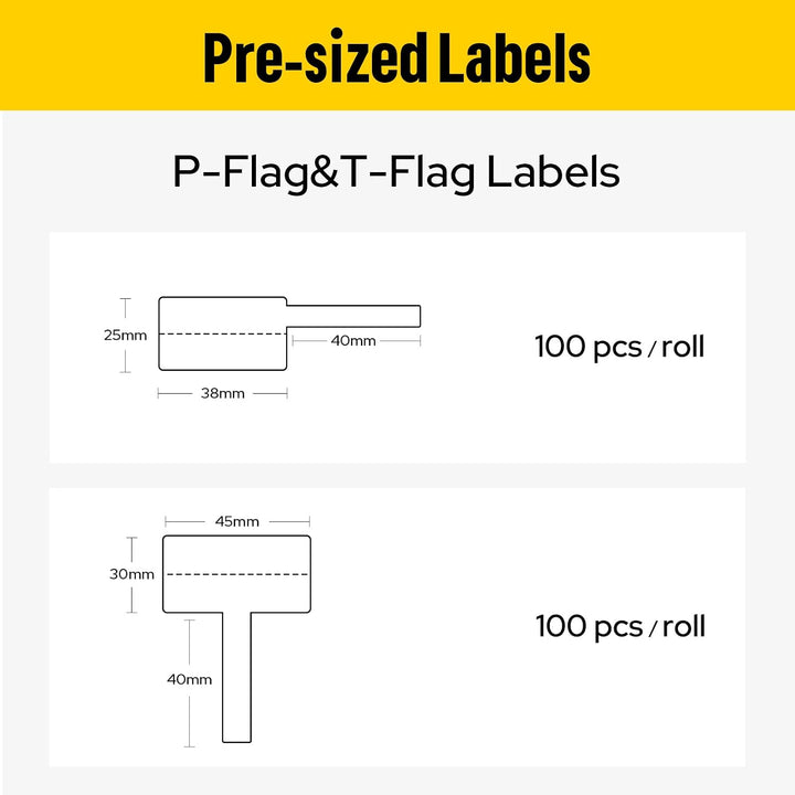 MakeID EP53 Flaggenetiketten, T-Flag vorgeformtes Etikettenband mit Farbbandkassette für Innen- / Au