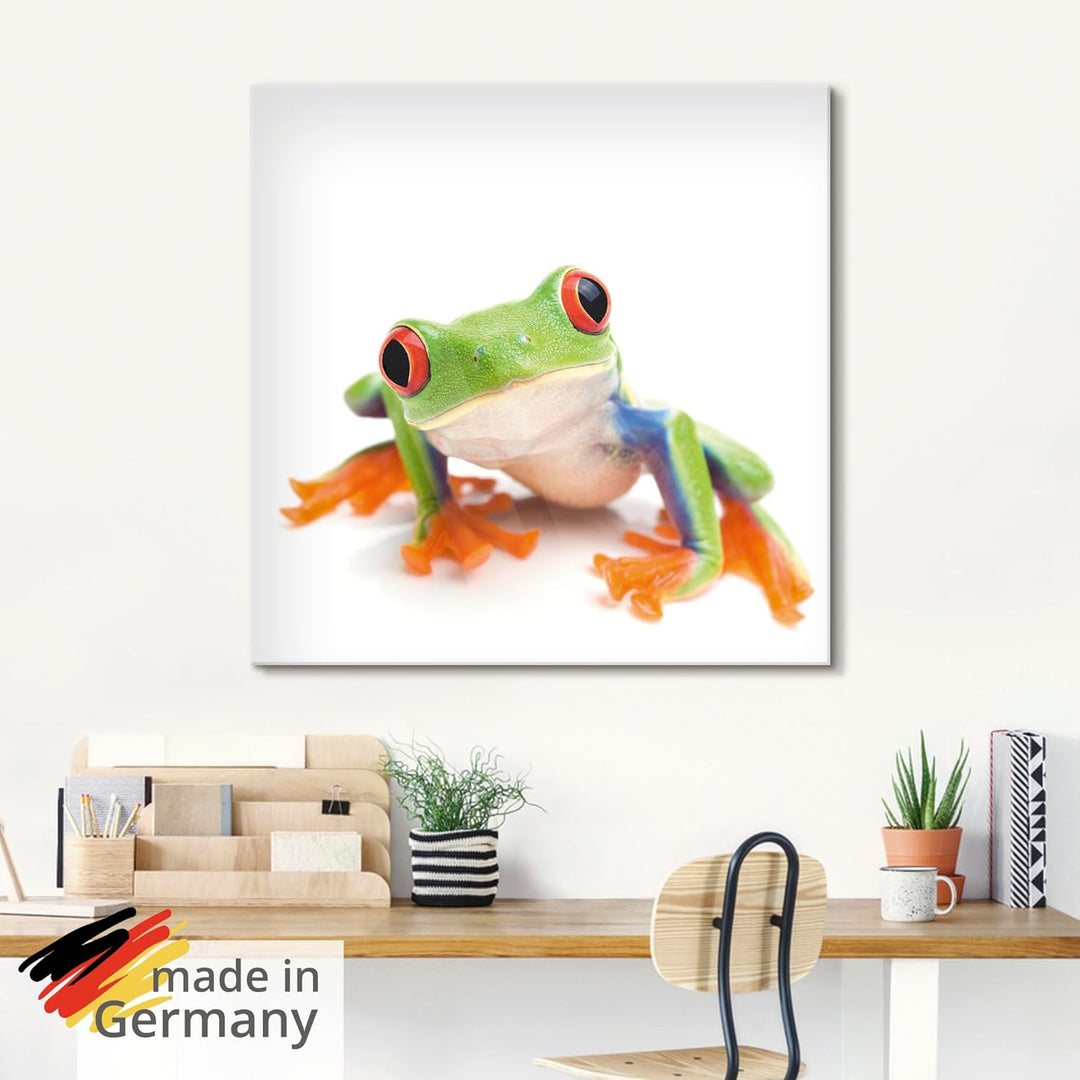 ARTland Glasbilder Wandbild Glas Bild einteilig 60x45 cm Querformat Natur Tiere Amphibien Frosch Lau