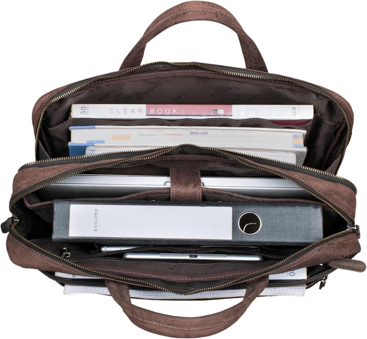 STILORD 'Conrad' Businesstasche Aktentasche Leder mit 15.6 Zoll Laptop-Fach Zweifachteilung Vintage