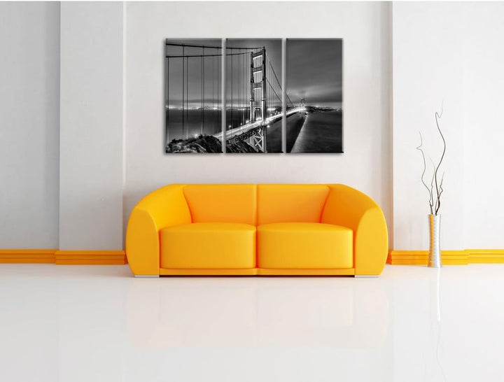 Pixxprint Golden Gate Bridge San Francisco als Leinwandbild/Grösse: 3 Teilig (120x80 cm) cm/Wandbild