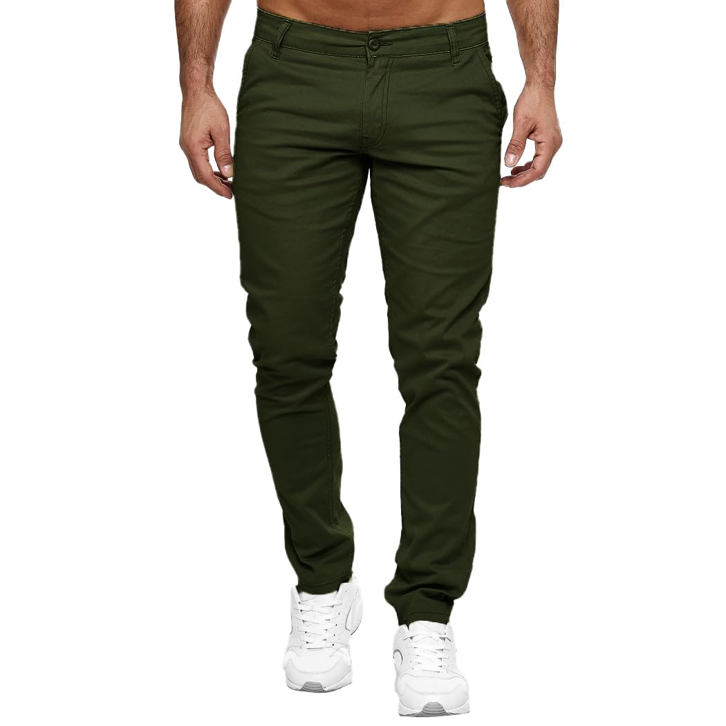 Elara Herren Chino Hose Stretch 29W / 30L Khaki, 29W / 30L Khaki