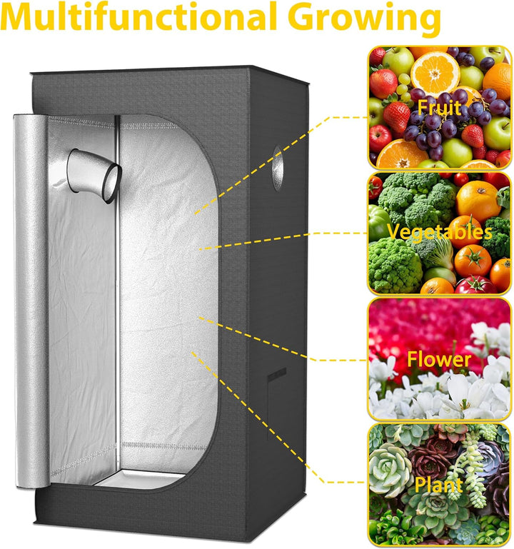 Growzelt Pflanzenzuchtzelt Indoor Anbauzelt 120x120x200 cm Grow Tent mit Reflektierender Innenfolie