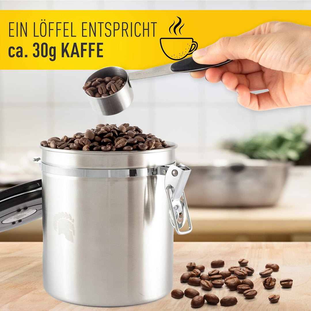 BaristaSoul Barista Legends® Kaffeedose luftdicht 500g Silber - Kaffeebohnen Behälter für den Aromas