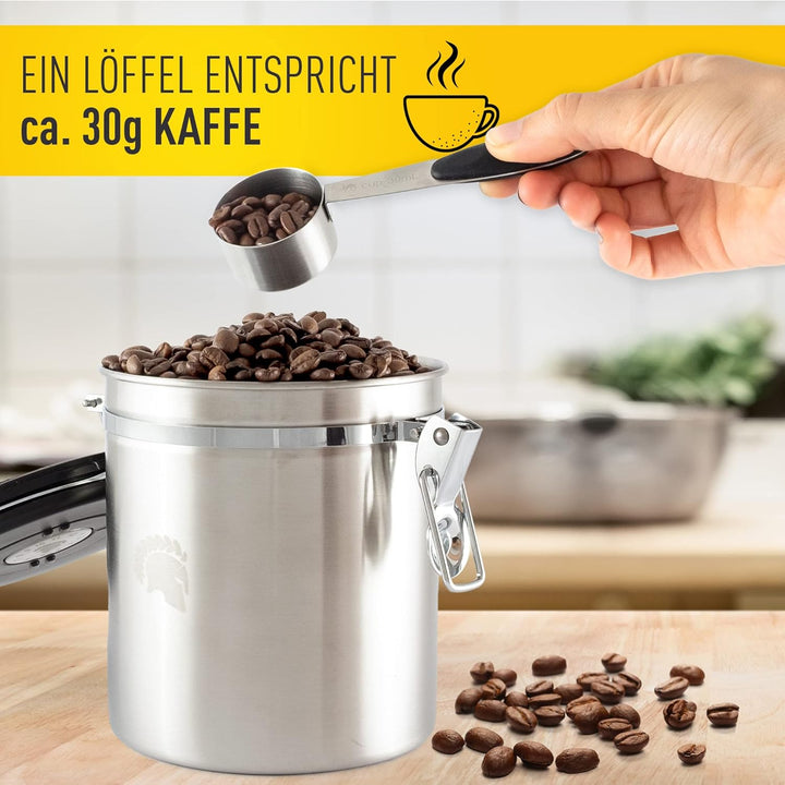 BaristaSoul Barista Legends® Kaffeedose luftdicht 500g Silber - Kaffeebohnen Behälter für den Aromas