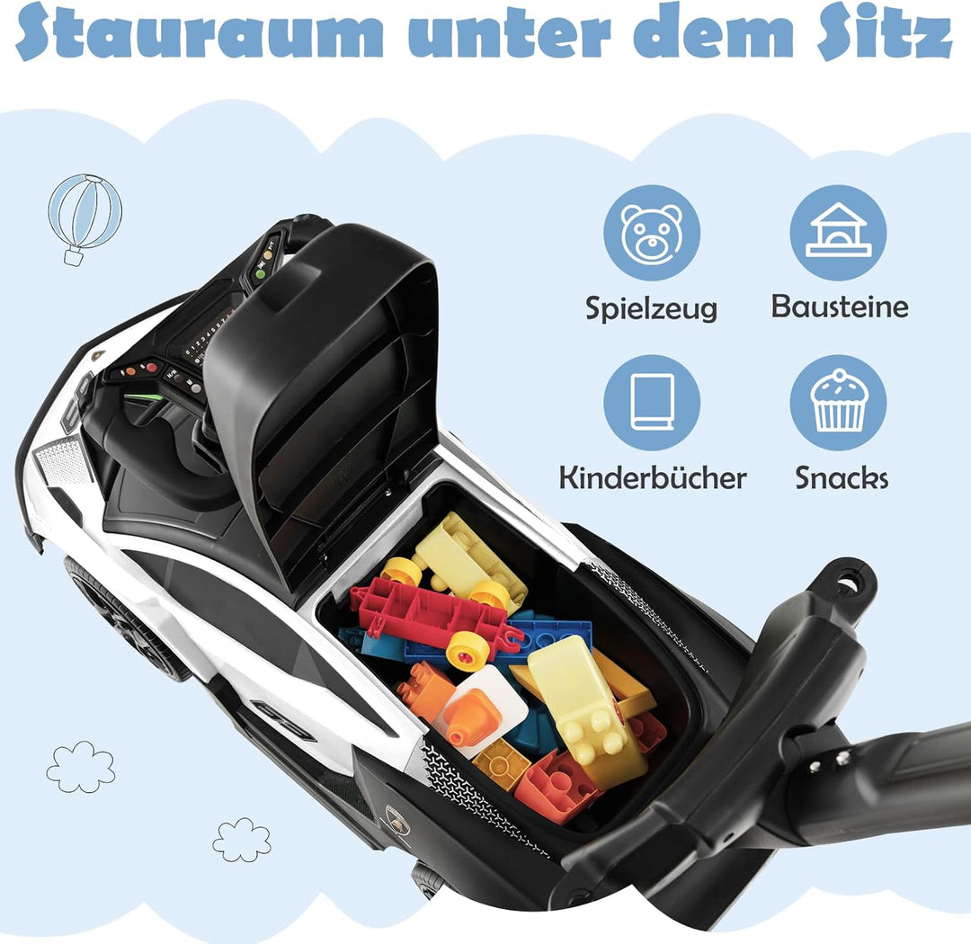 GOPLUS Rutschauto Lamborghin, 3 in 1 Rutschfahrzeug mit Schiebegriff, Schutzgeländer, Stauraum unter