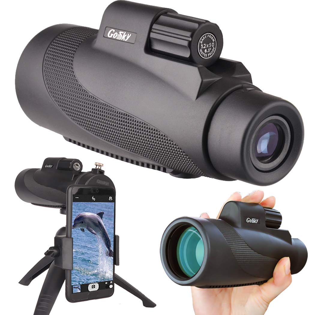 Gosky 12 x 50 Hochleistungs-Prisma-Smartphone-Halterung und Handstativ, wasserdicht, beschlagfest, s