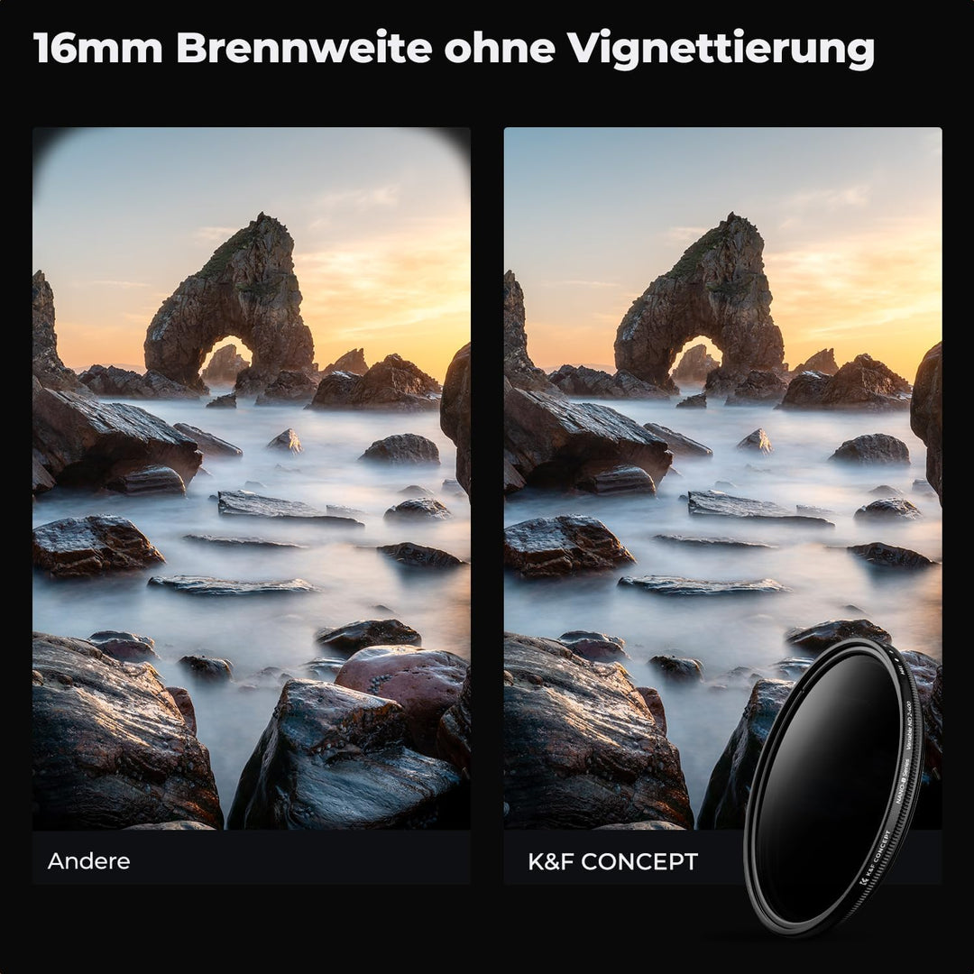 K&F Concept B-Serie 72mm ND Filter Variabler ND2-ND400 (1-9 Stop) Slim Neutral Graufilter, 72mm