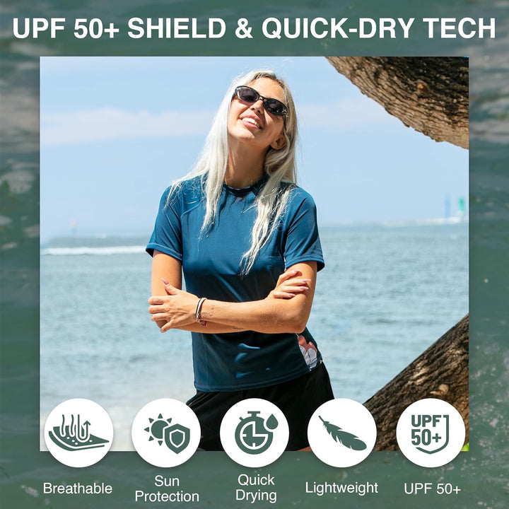 Kanu Surf Breeze Damen Rashguard & Workout Top mit LSF 50+, kurzärmelig S Darren Navy, S Darren Navy