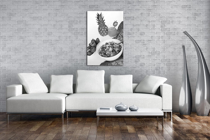 deyoli gesundes Müsli mit Obst Effekt: Schwarz/Weiss im Format: 80x60 als Leinwandbild, Motiv fertig