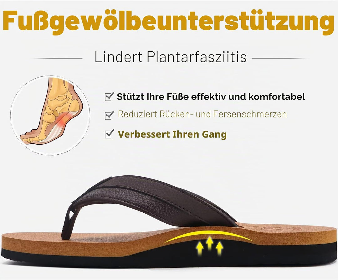 KuaiLu Flip Flops Herren Synthetik Leder Bade Sandalen Comfy Breite Füsse Badelatschen Yoga Schaum S