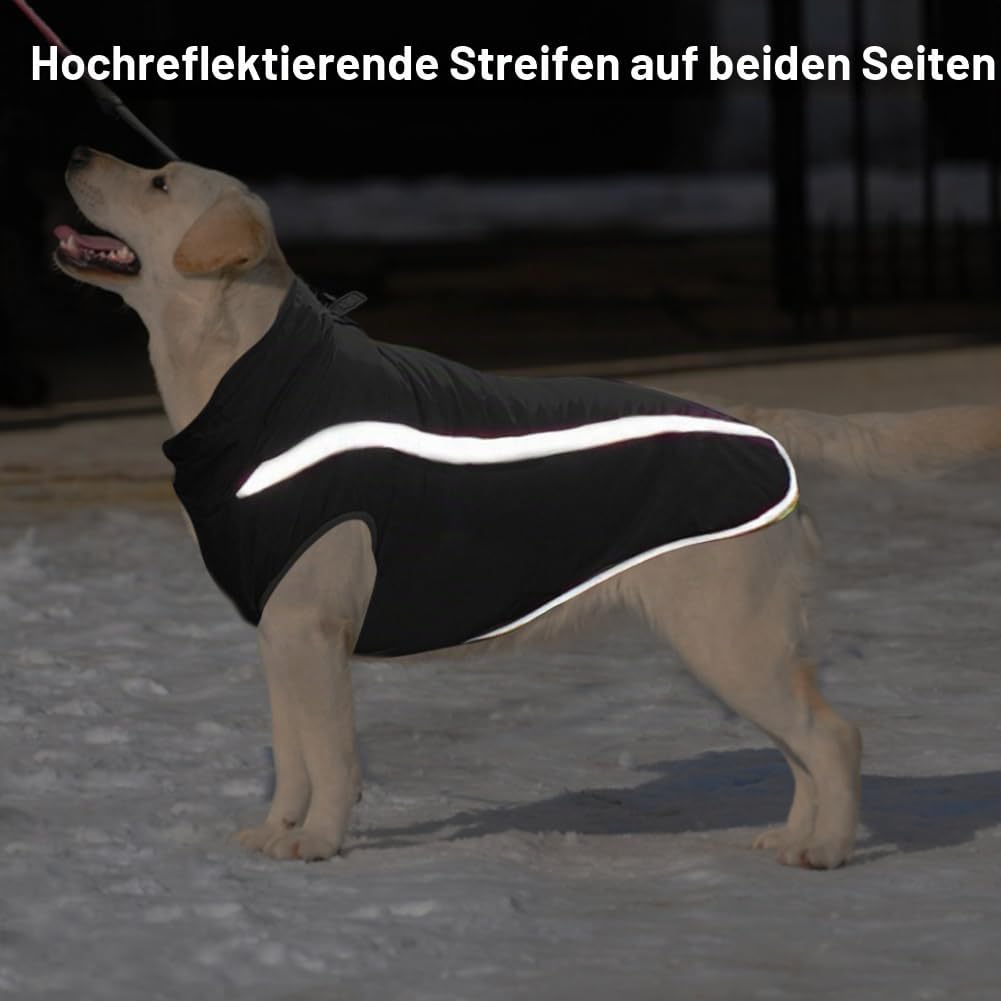FEimaX Hundemantel Hundejacke wasserdichte Reflektierende Wintermantel mit Fleece Gefüttert Hund Wel
