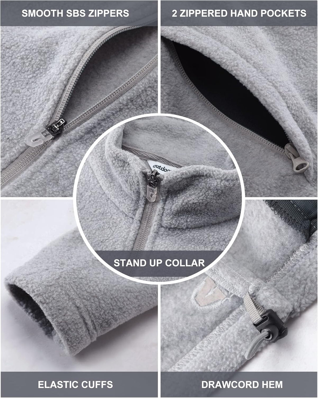 Outdoor Ventures Damen Fleecejacke mit Durchgehendem Reissverschluss Stehkragen Frauen Leichte Fleec