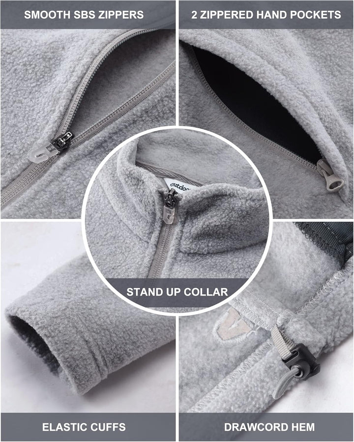 Outdoor Ventures Damen Fleecejacke mit Durchgehendem Reissverschluss Stehkragen Frauen Leichte Fleec