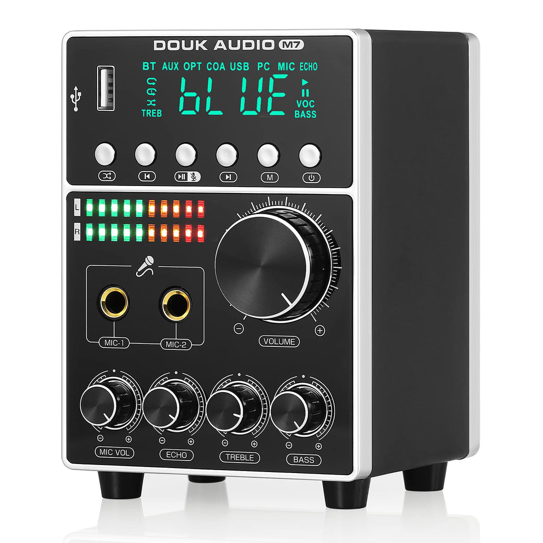 HiFi Dual MIC Digital Verstärker Bluetooth Empfänger USB Player S/PDIF Audio Power Amplifier Karaoke
