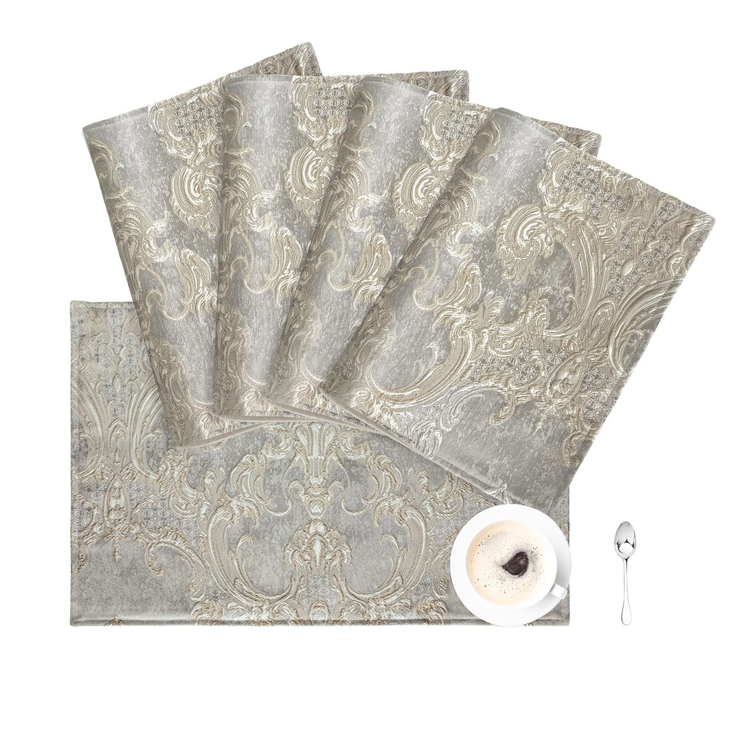 TOPLUXE Platzsets 4er Sets Jaquard Tischset Abwaschbar 30x45cm Platz-Matten für Esstisch Urlaub Part