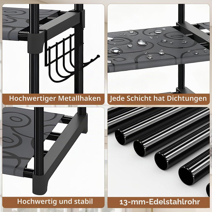 5 Ebenen Schuhregal, 83 cm Breit Platzsparend Schuhständer mit hoher Etage für Stiefel, Freistehende