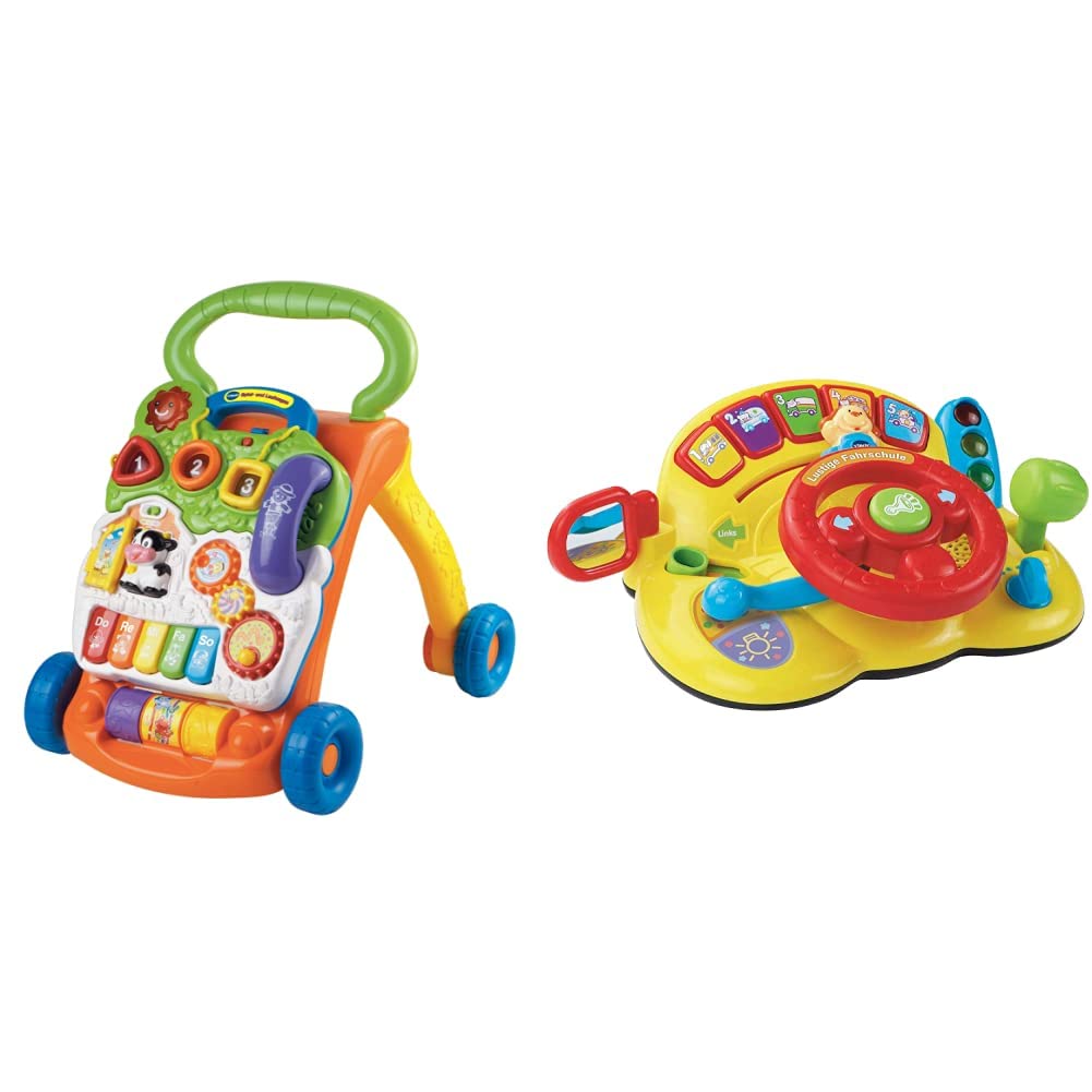 VTech Baby Spiel- und Laufwagen – Lauflernwagen mit regulierbarer Geschwindigkeit, Musik und abnehmb
