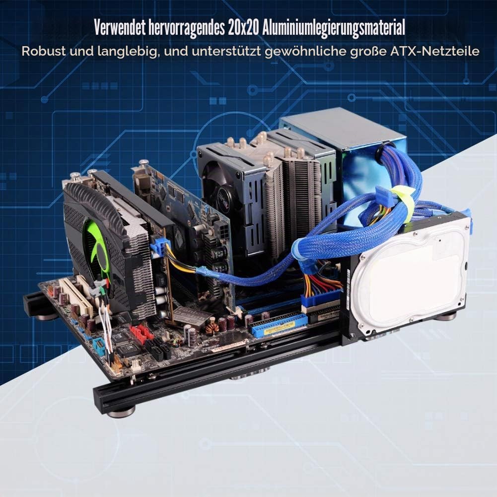 VBESTLIFE DIY Computergehäuse, Open Frame Aluminiumlegierung ATX Computer PC Gehäuse Übertaktungstes