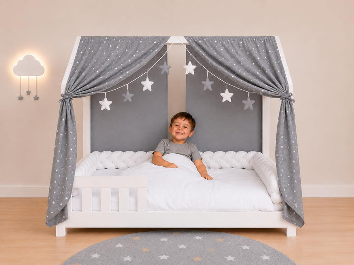 YellowNest Hausbett Himmel (2er Pack) - 100% Baumwolle - Betthimmel Hausbett aus Musselin (2er Pack)