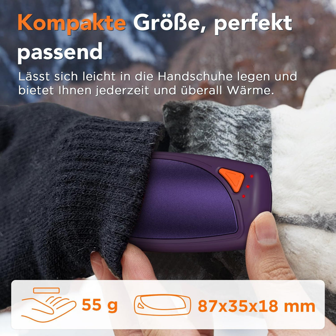 Lepwings Handwärmer Elektrisch 2er-Pack mit Ladecase, 14.000 mAh, Wiederverwendbare Taschenwärmer, B
