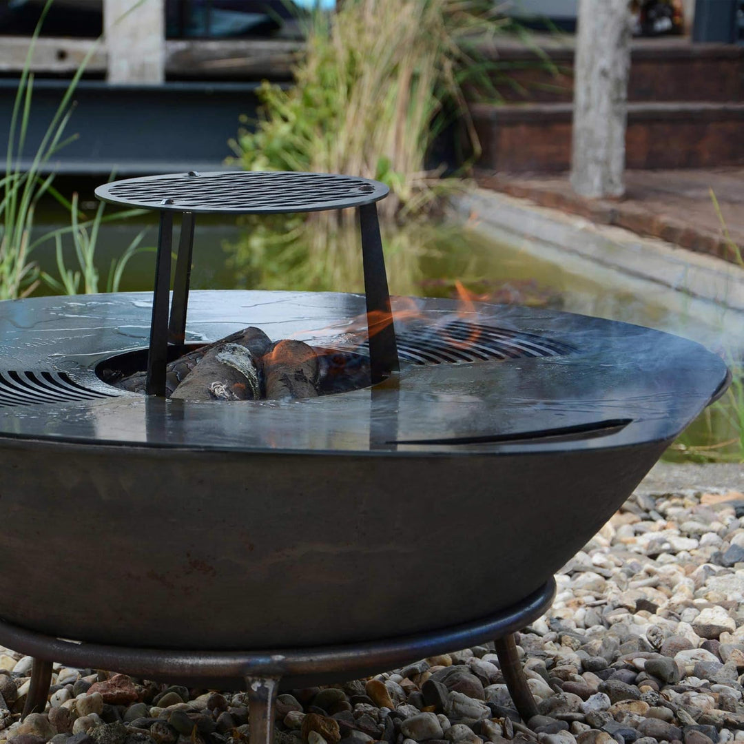 UNUS Grillplatte, 60 cm Durchmesser, runde Feuerplatte für Grill, Feuertonne oder Raketenofen, zweis
