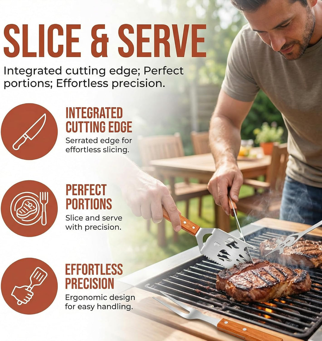 2 Stück Grillbesteck, Multifunktions Grillwerkzeug, Outdoor Grillutensilien, 8 in 1 Multifunktionale