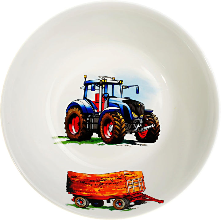 alles-meine.de GmbH 2 TLG. Set Tasse + hoher Teller/Suppenteller/Müslischale - Traktor - Trecker mit
