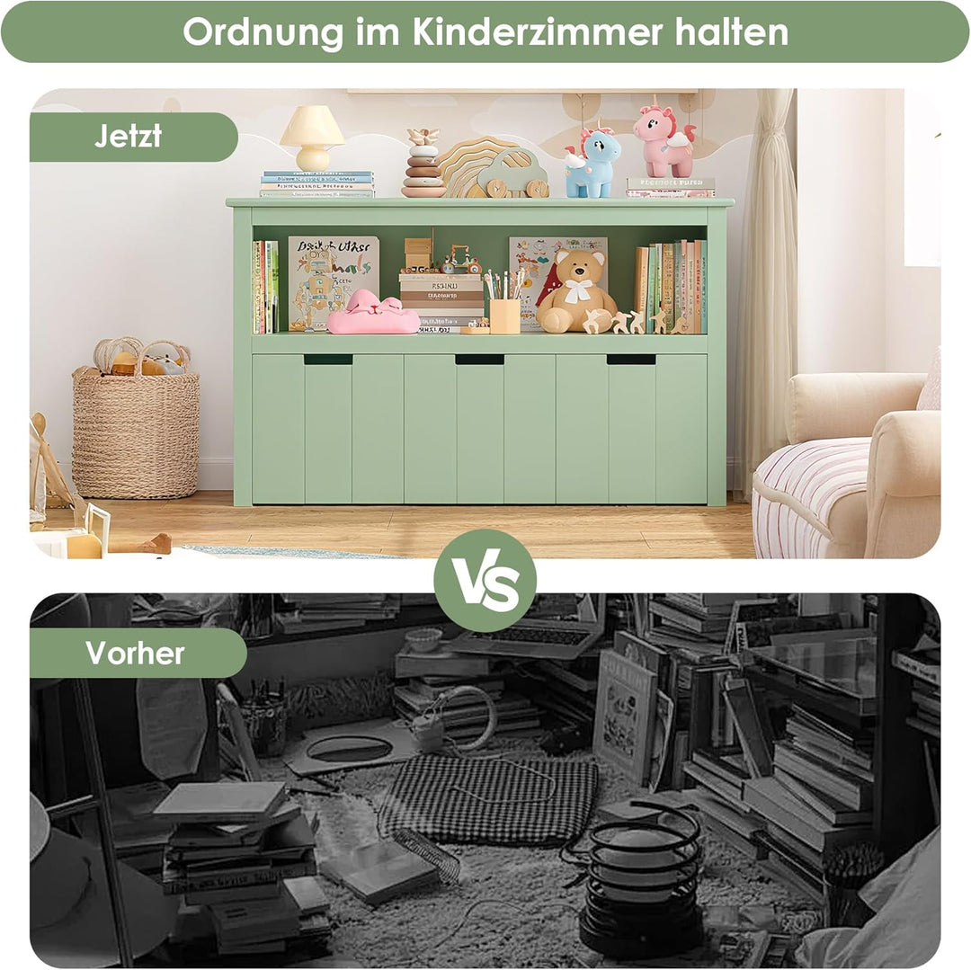 FOREHILL Kinderregal mit Boxen auf Rollen, Spielzeug Aufbewahrung Kinderzimmer Möbel, Spielzeugregal