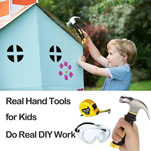 Kinder-Werkzeug-Set, Holzbearbeitungswerkzeug-Set, 30 Stück Baumeister Kinder Echte Handwerkzeuge Ki