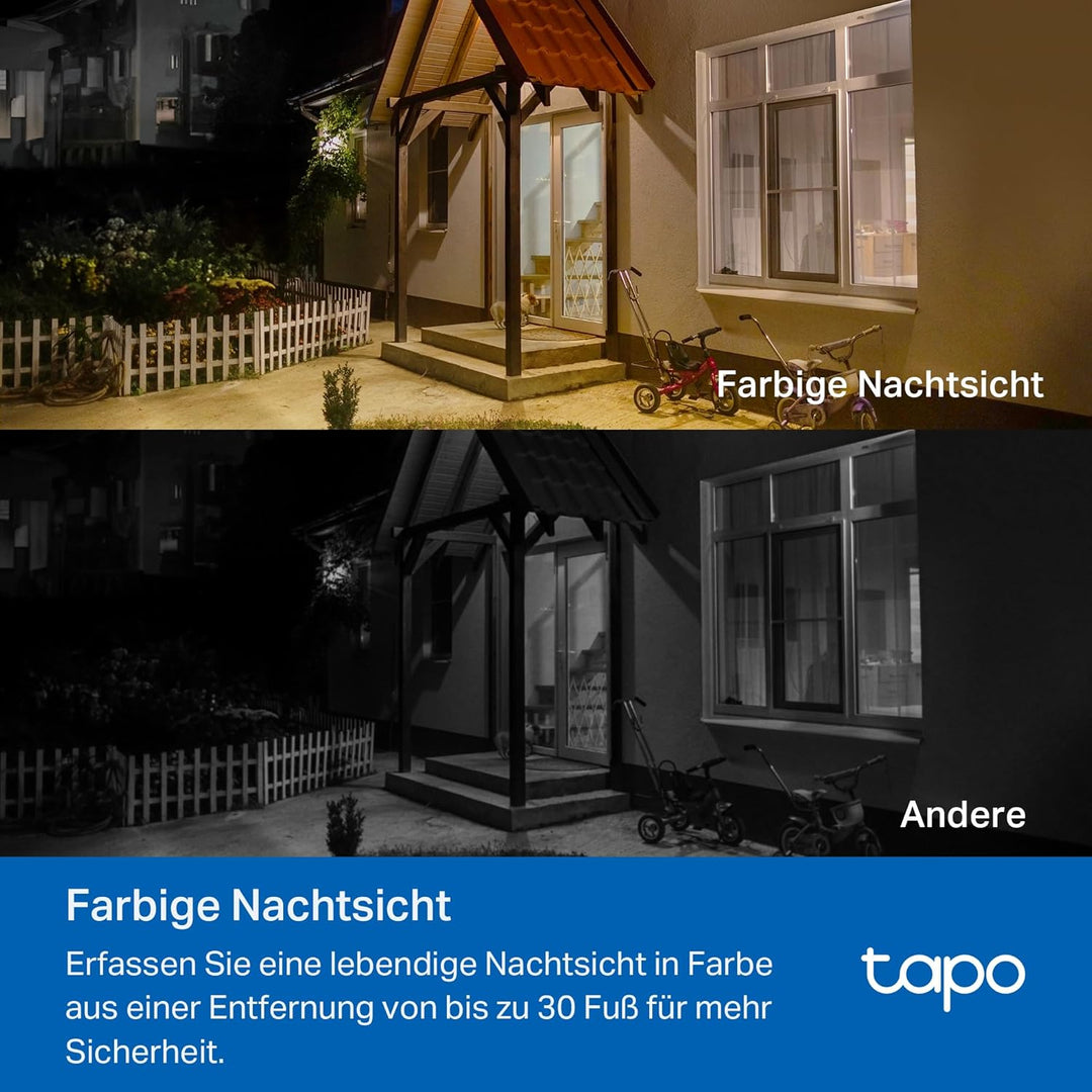 Tapo C410 KIT Solar Überwachungskamera Aussen Akku, 2K 3MP, Farbnachtsicht, MicroSD-Speicher, 6400-m