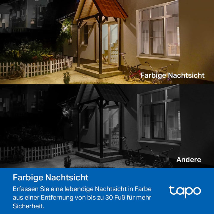 Tapo C410 KIT Solar Überwachungskamera Aussen Akku, 2K 3MP, Farbnachtsicht, MicroSD-Speicher, 6400-m
