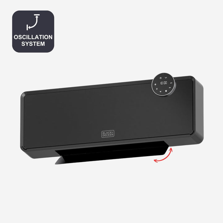 Black+Decker – Keramikheizer BXWSH2001E | 2000W | Einstellbares Thermostat | 24h-Timer | Fernbedienu