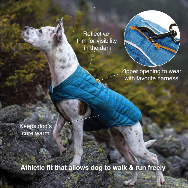 Kurgo Loft Hundejacke Wendbarer Wintermantel für Hunde reflektierend Tragen mit Geschirr wasserabwei
