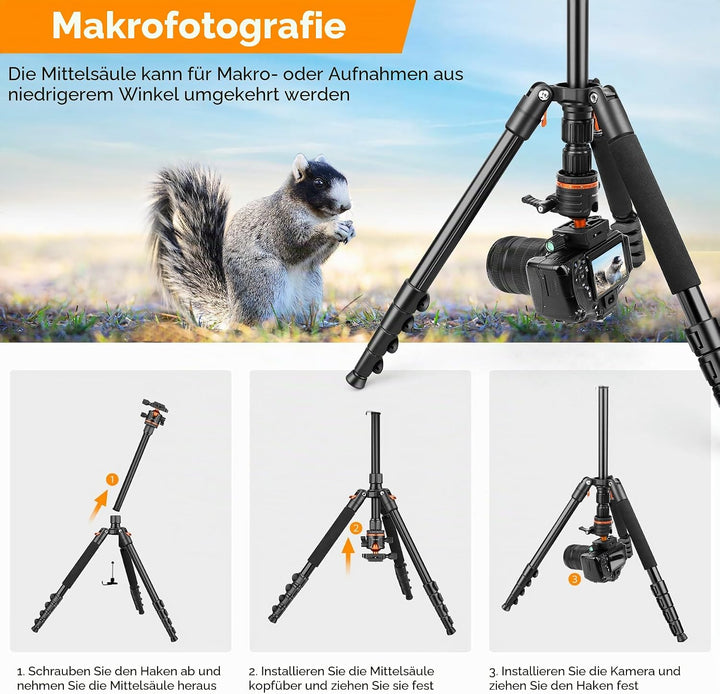 Victiv 259cm/ 102" Kamera Stativ, Multifunktionales Kamerastativ mit 360°-Horizontal-Drehachse &amp; Pan