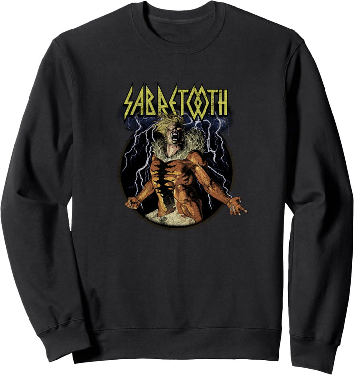 Marvel X-Men Sabretooth Epic Lightning Vintage Rock Sweatshirt
