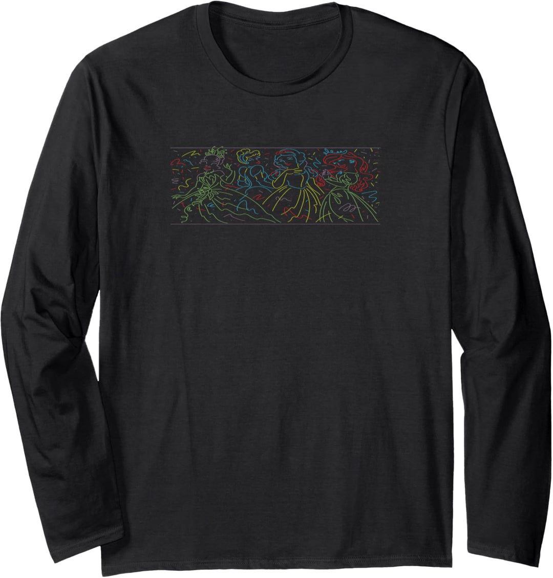 Disney Princess Neon Line Art Group Shot Langarmshirt