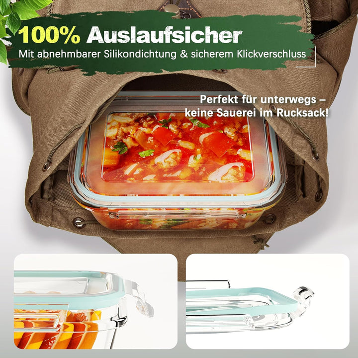 Glasbehälter mit Deckel 4er Set | Borosilikatglas Frischhaltedosen Luftdicht & Auslaufsicher | Vorra