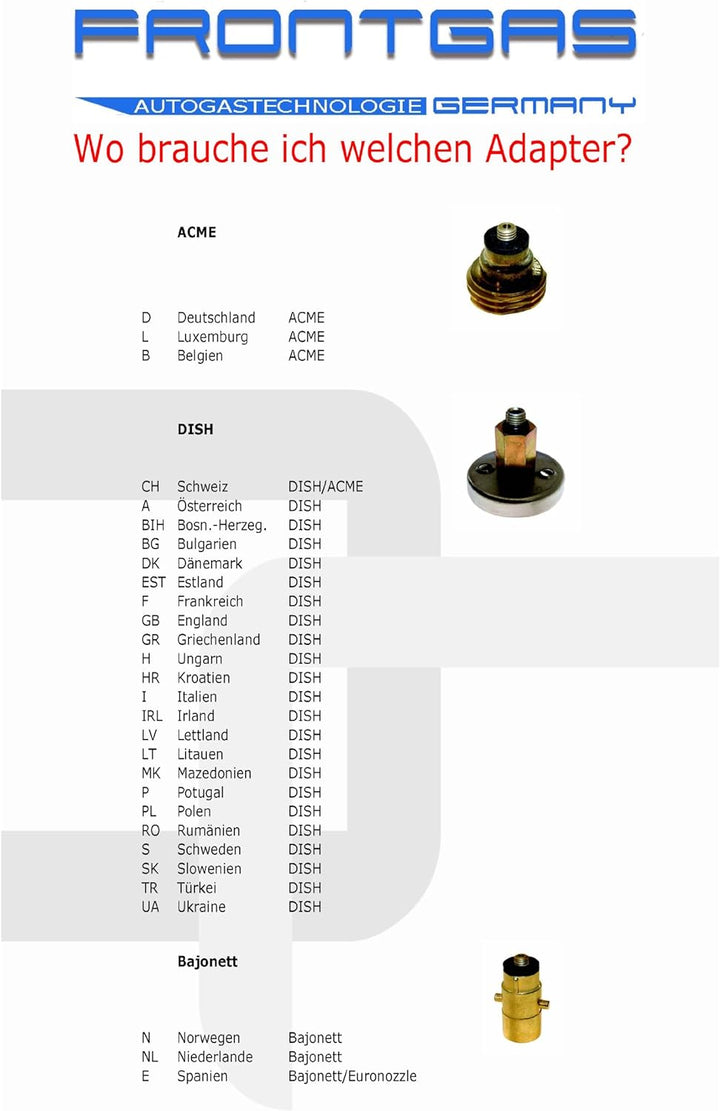 Tankadapter Adapter LPG Autogas Set M22 W21,8 Dish/Bajonett+Adaptertasche