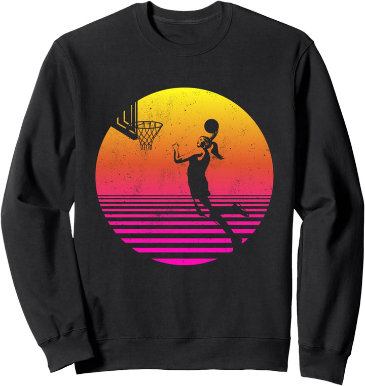 Weibliches Basketball Mädchen Frauen Vintage Retro Sweatshirt