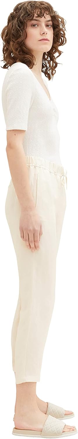 TOM TAILOR Damen Loose Fit Leinen Stoffhose 34W / 28L 31649 - Ivory Ecru, 34W / 28L 31649 - Ivory Ec