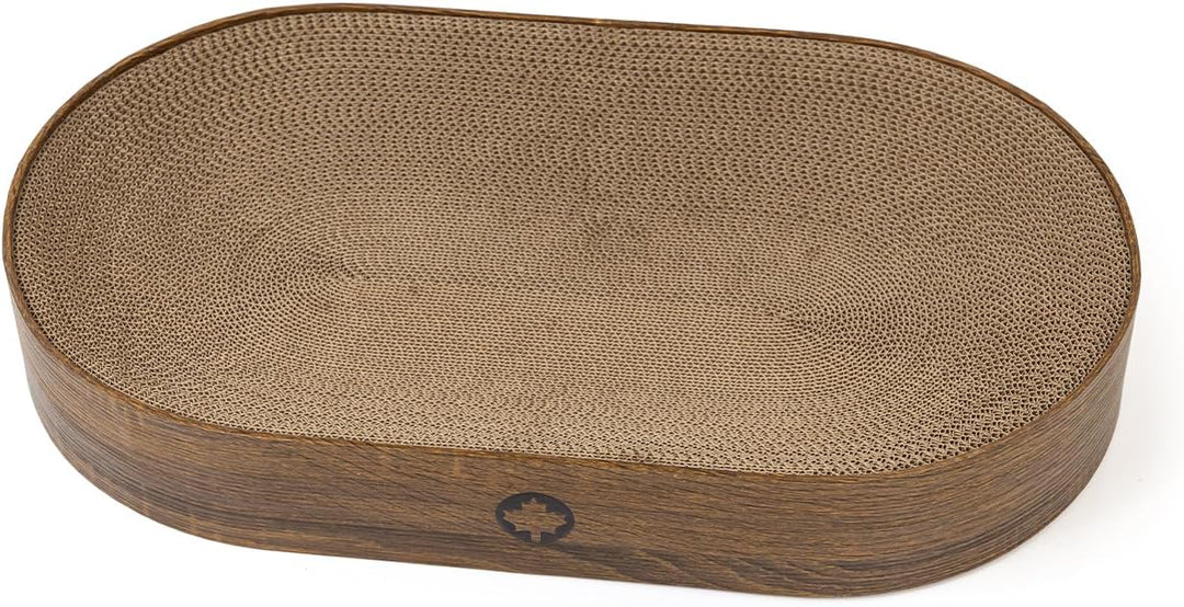 CanadianCat Company | Kratzpappe Apollo - Katzenbett aus Wellpappe, oval - walnuss | ca. 63 x 35 x 1