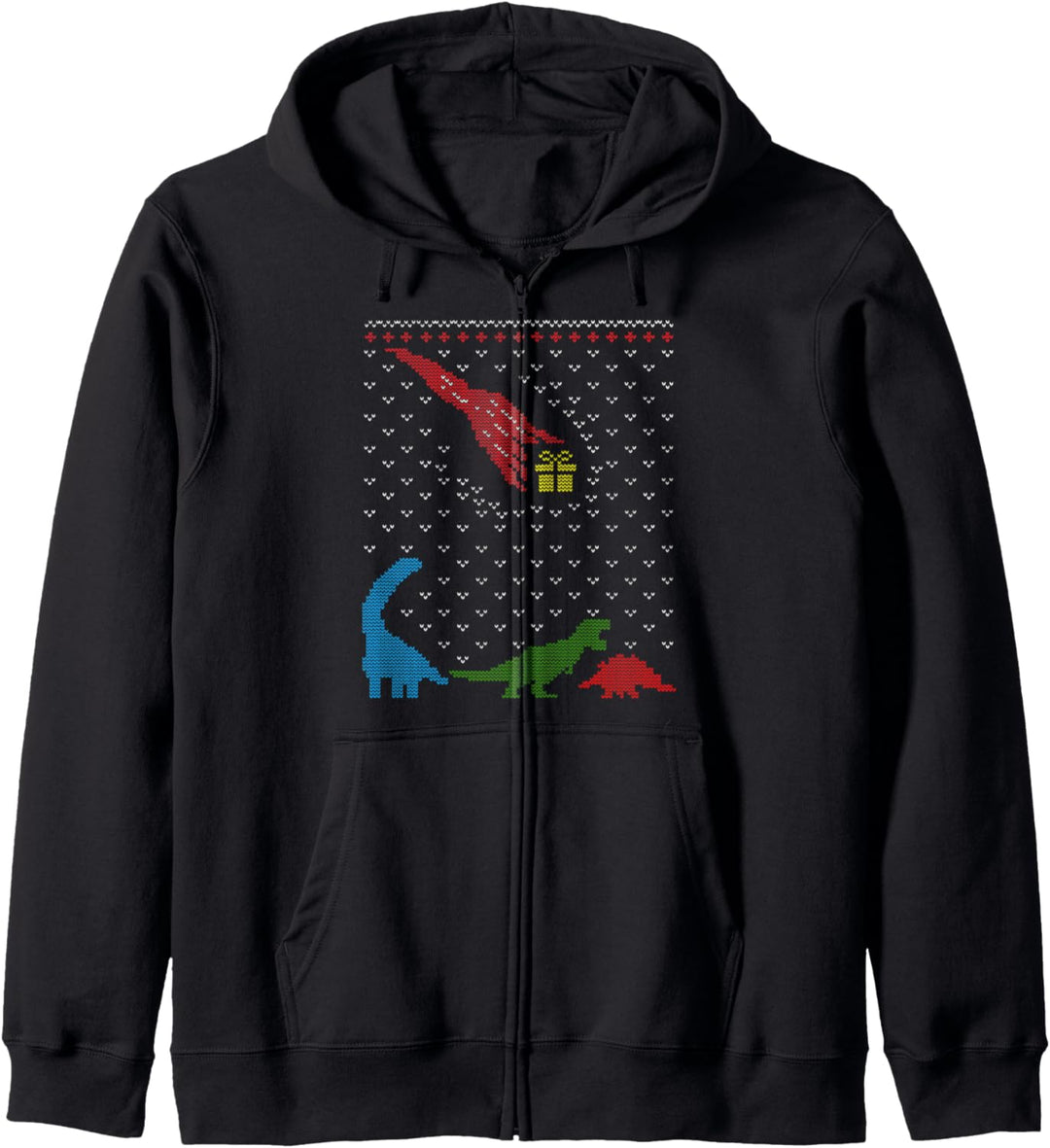 Lustiger Pulli Dinosauriern und Geschenkpaket als Komet Xmas Kapuzenjacke