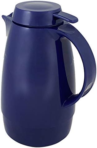 Helios Servitherm Thermoskanne Dunkelblau 0,6L – 6h Heiss - Hält Getränke heiss & kalt – Einhandbedi