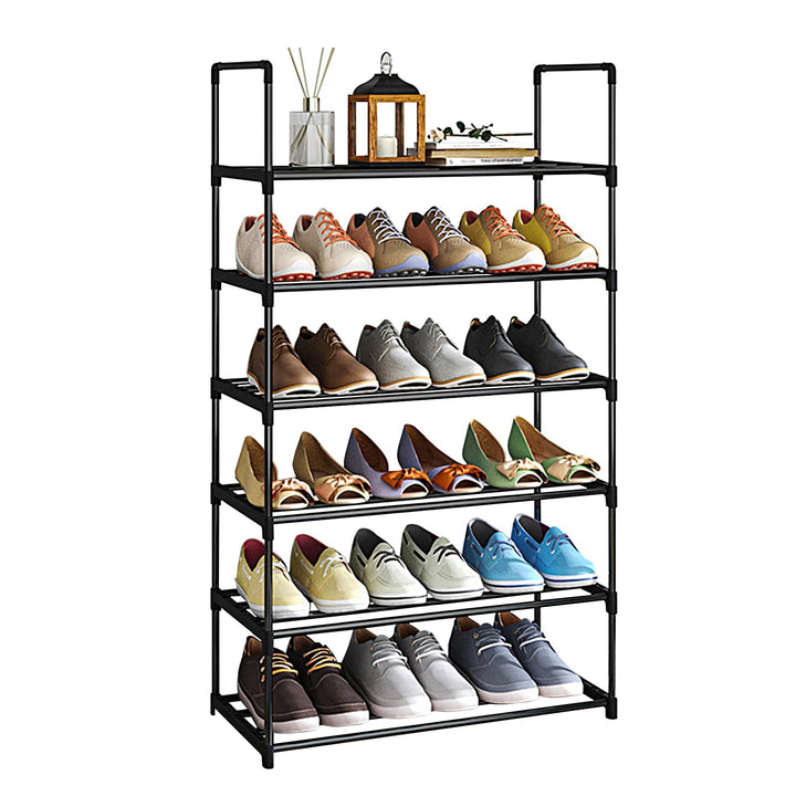 Schuhregal mit 6 Ebenen, Kleines Schuhregal Metall, Schuhablage Schmales, Verstellbares Schuhständer