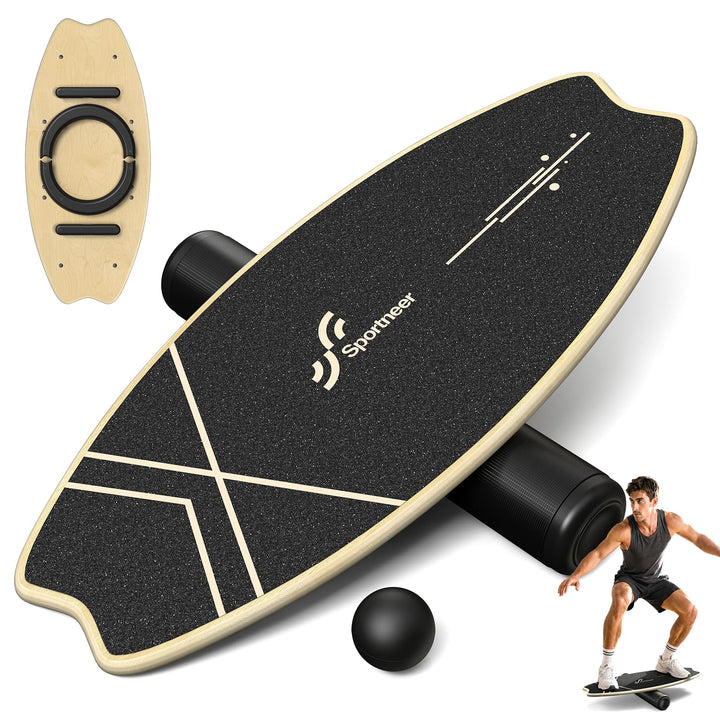 Balance Board Holz, Sportneer Indoorboard Skateboard, Indoor Surfboard Trickboard und Gleichgewichts