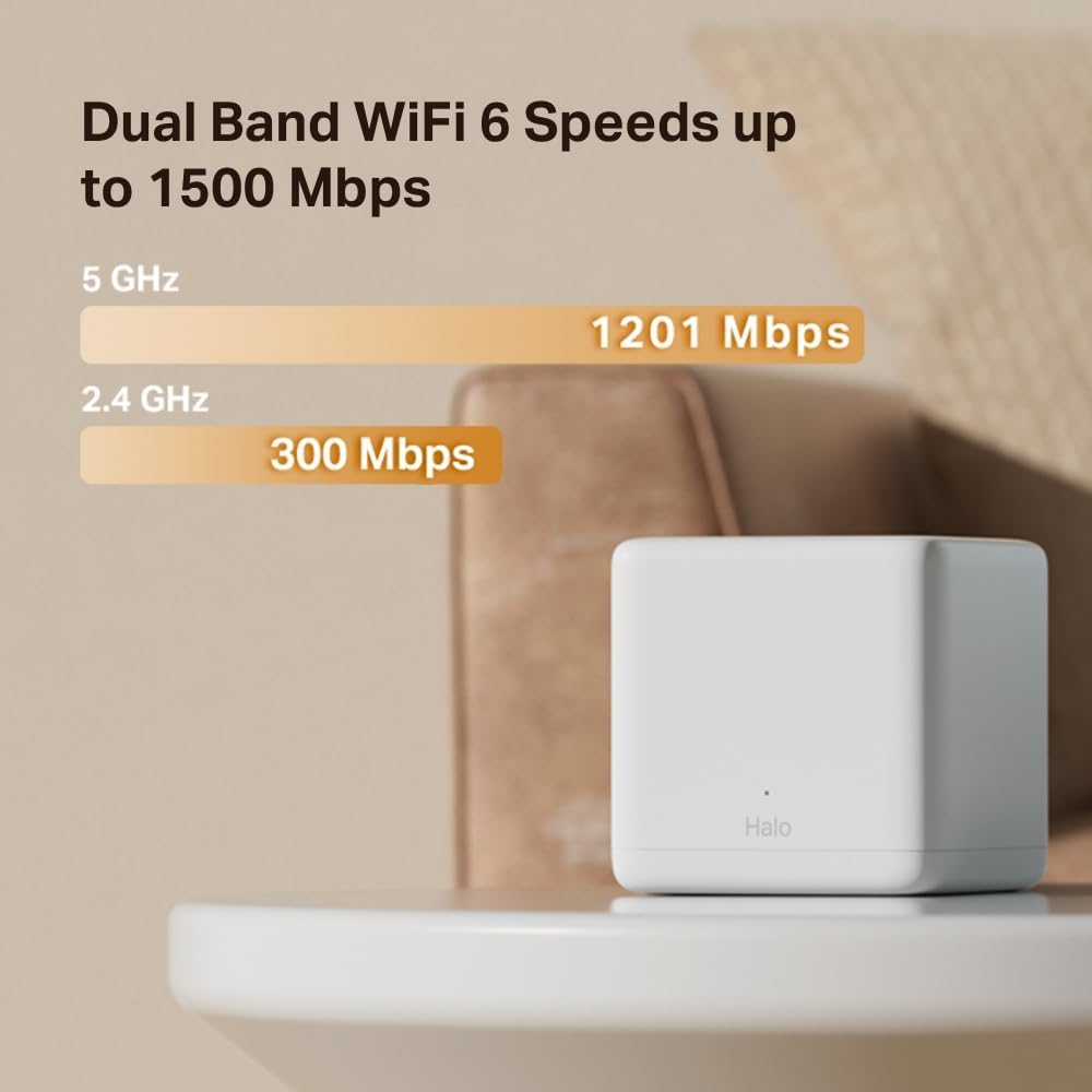 Mercusys Halo H1500X Wi-Fi 6 Mesh WLAN Set (3er Pack), AX1500 Dual Band Router & Repeater, Gigabit-P