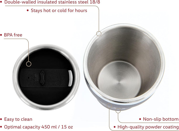 BRISA VW Collection - Volkswagen Isolierter Edelstahl Thermo-Becher im GTI Design (Doppelwandig/450m